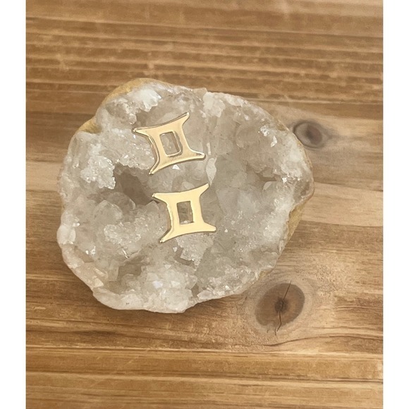 Gold Gemini Zodiac Astrology Sign Post Earrings -Small Boho Glam Chic Gift -New - Picture 7 of 15